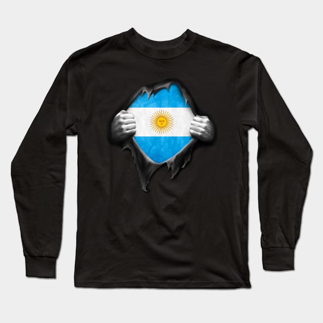 Argentina Flag. Proud Argentinian Long Sleeve T-Shirt by nikolayjs